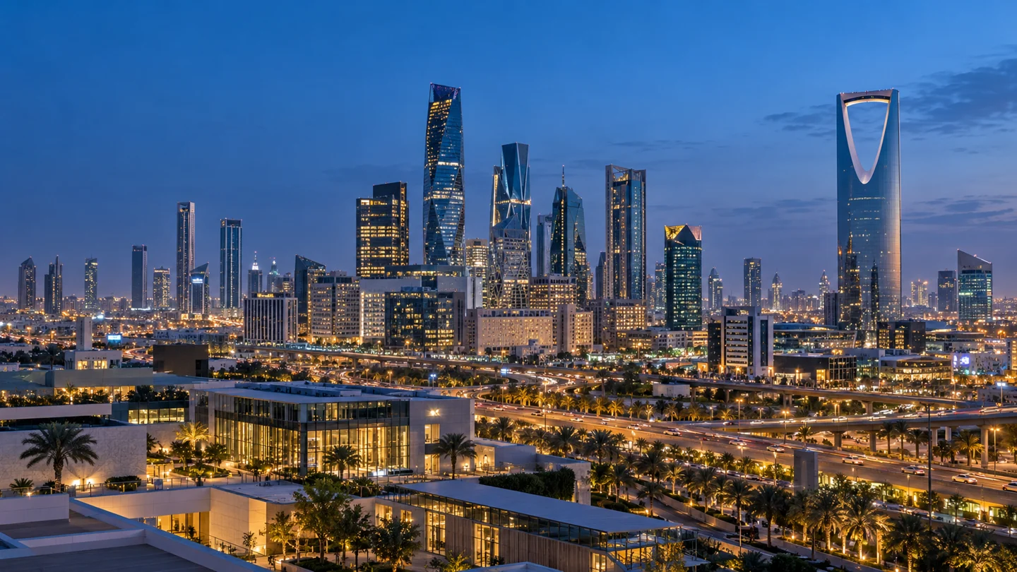 Illustrative Saudi cityscape representing diverse business sectors
