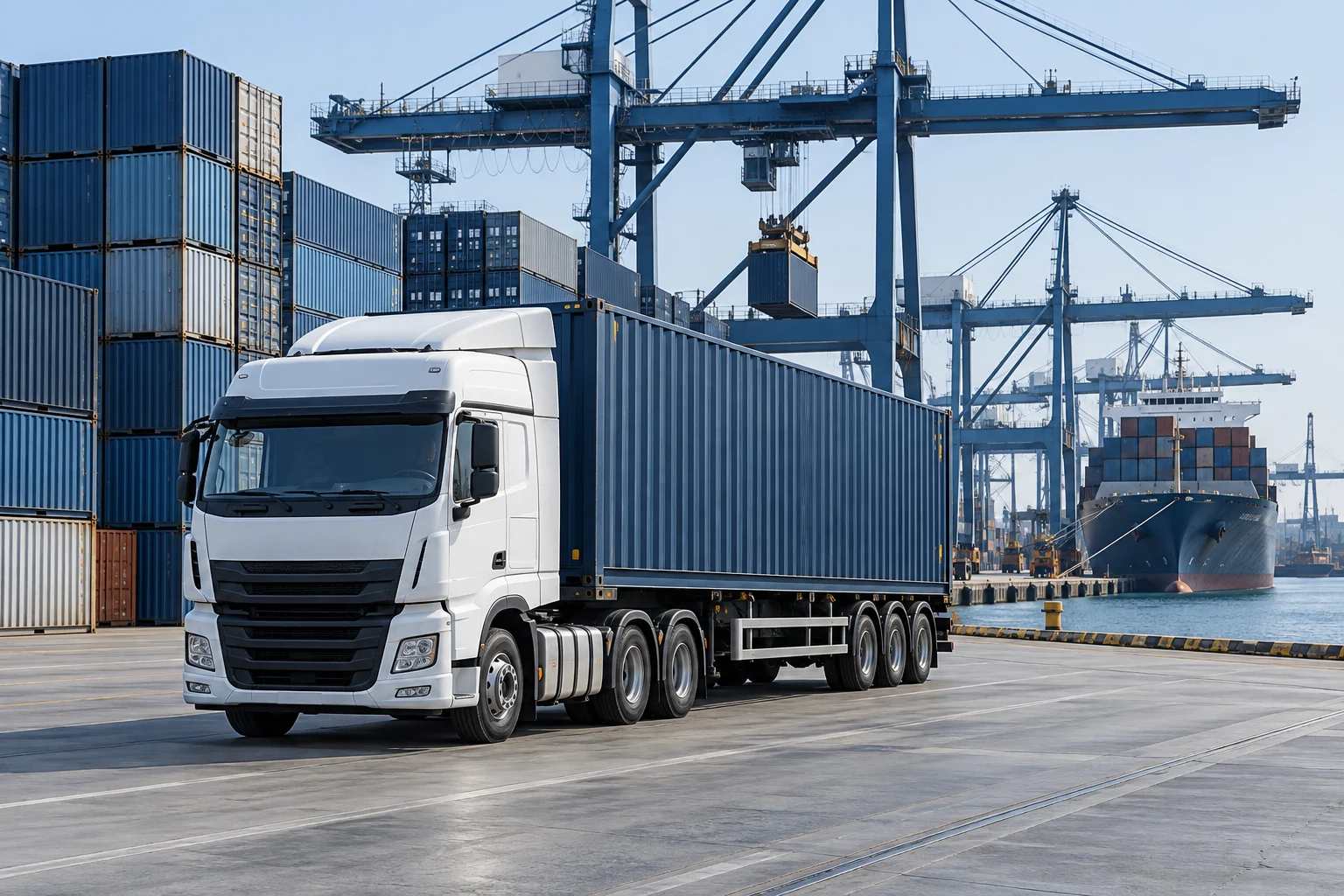 Illustrative freight truck and container terminal